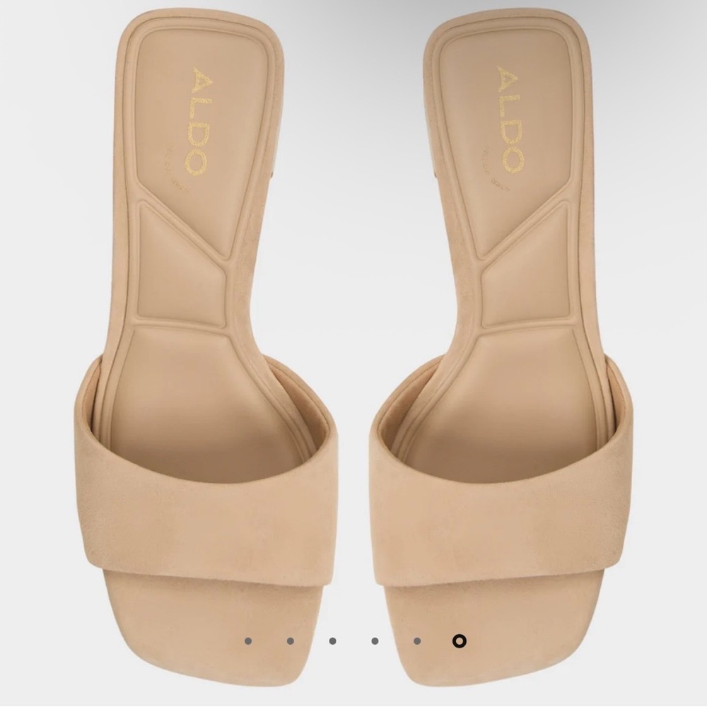 ALDO Beige Square-Toe Slip-On Mules
